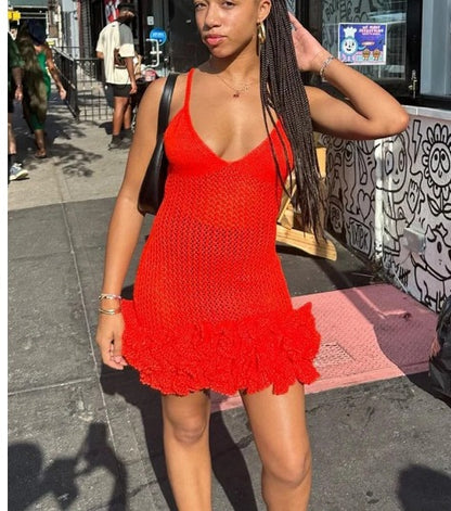 Robe en tricot pour femmes avec détails à volants Chic und Stil