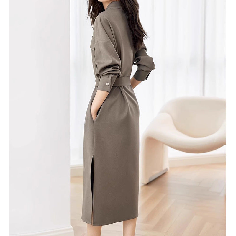 Robe chemise élégante ceinturée pour femmes Chic und Stil