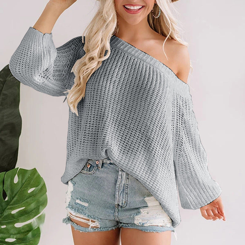 Dames off-shoulder pull-over en tricot avec ourlet évasé Chic und Stil