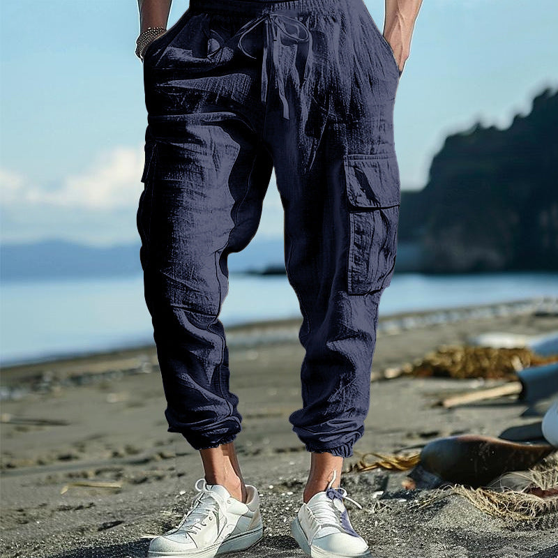 Pantalon cargo décontracté pour hommes avec ceinture élastique et poches pratiques Chic und Stil