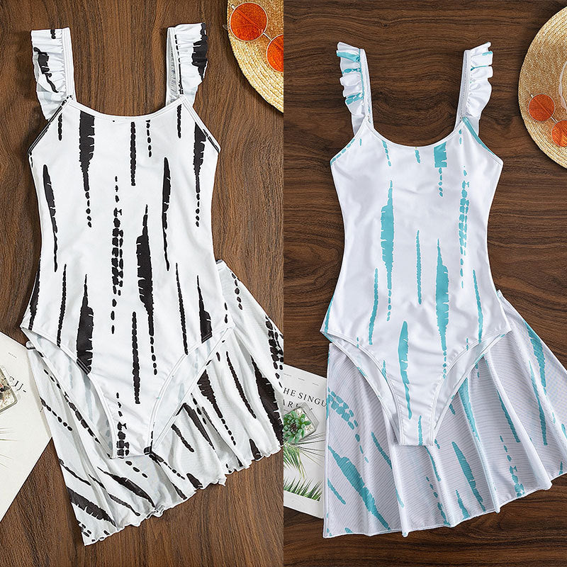 Robe de bain à volants pour dames avec impression unique Chic und Stil
