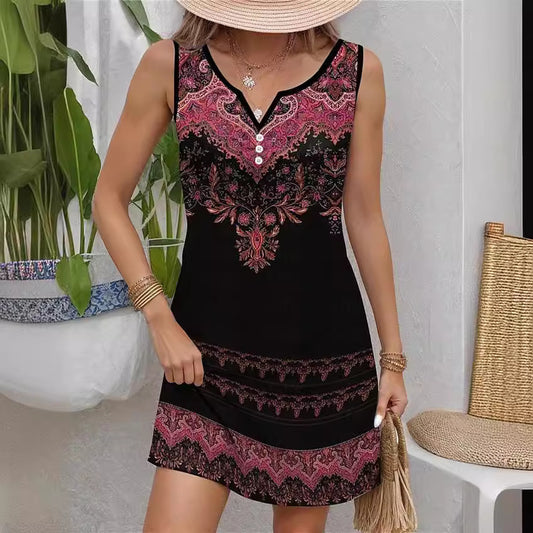 Robe décontractée à bretelles spaghetti pour femmes avec design floral aquarelle Chic und Stil