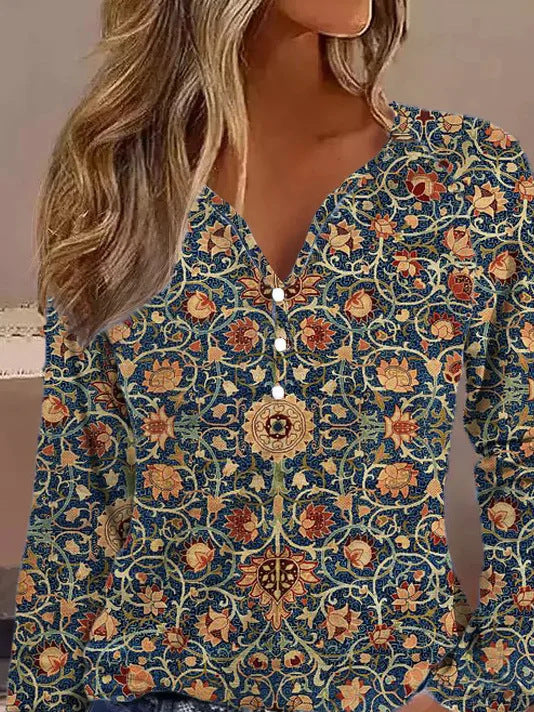 Chemisier long élégant pour femmes avec dégradé graphique et détails de boutons Chic und Stil