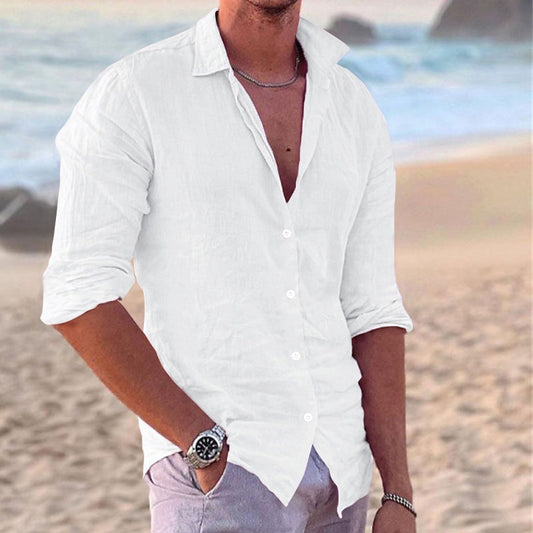 Hommes Chemise Décontractée Légère en Lin Boutonnée Chic und Stil