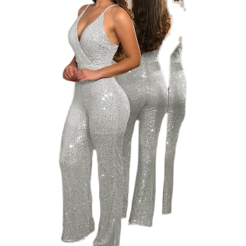 Dames Brillant Étincelant Combinaison Chic und Stil