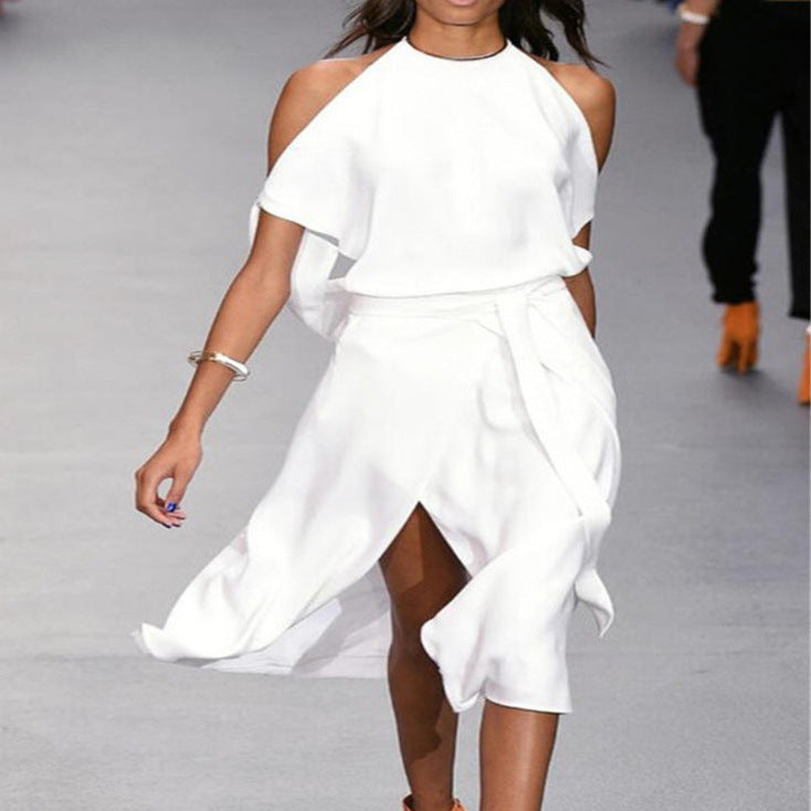 Dames Robe maxi élégante et fluide avec décolleté plongeant et taille marquée Chic und Stil