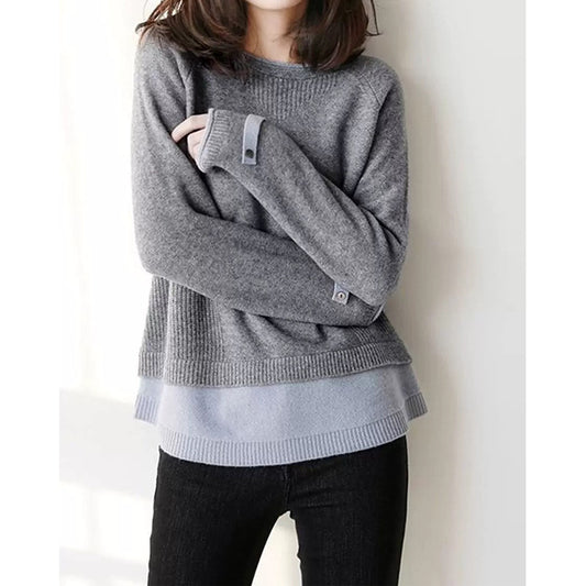 Pull en tricot texturé superposé pour femmes Chic und Stil