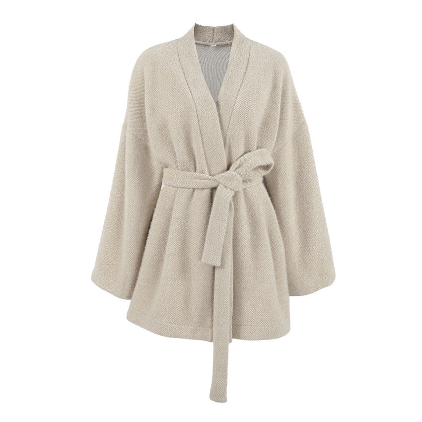 Dames Cardigan douillet avec manches larges et ceinture à nouer Chic und Stil