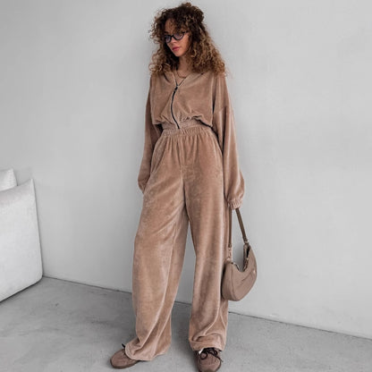 Combinaison en fleece pour femmes avec fermeture éclair et taille élastique Chic und Stil