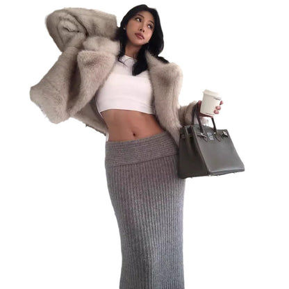 Dames élégante veste en fausse fourrure Chic und Stil