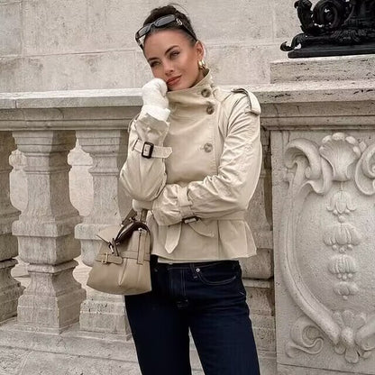 Trendy trench coat for women with unique button details and a modern belt Chic and Style