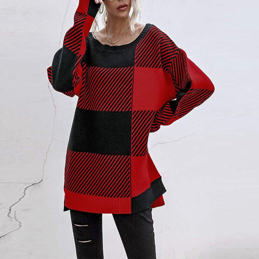 Pull en maille oversize pour femmes avec motif géométrique et coupe décontractée Chic und Stil