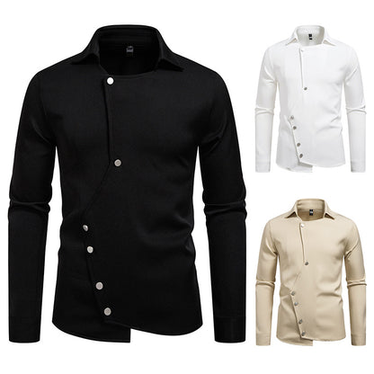 Chemise asymétrique à la mode pour hommes avec des détails de bouton uniques Chic und Stil