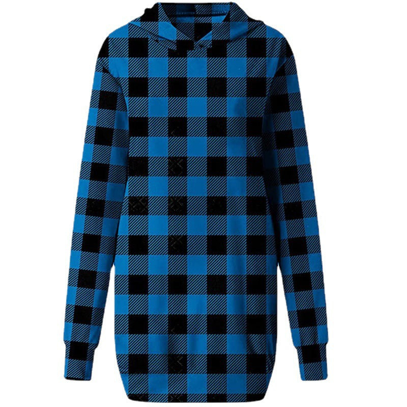 Robe à capuche pour femmes avec motif à carreaux et poches latérales pratiques Chic und Stil
