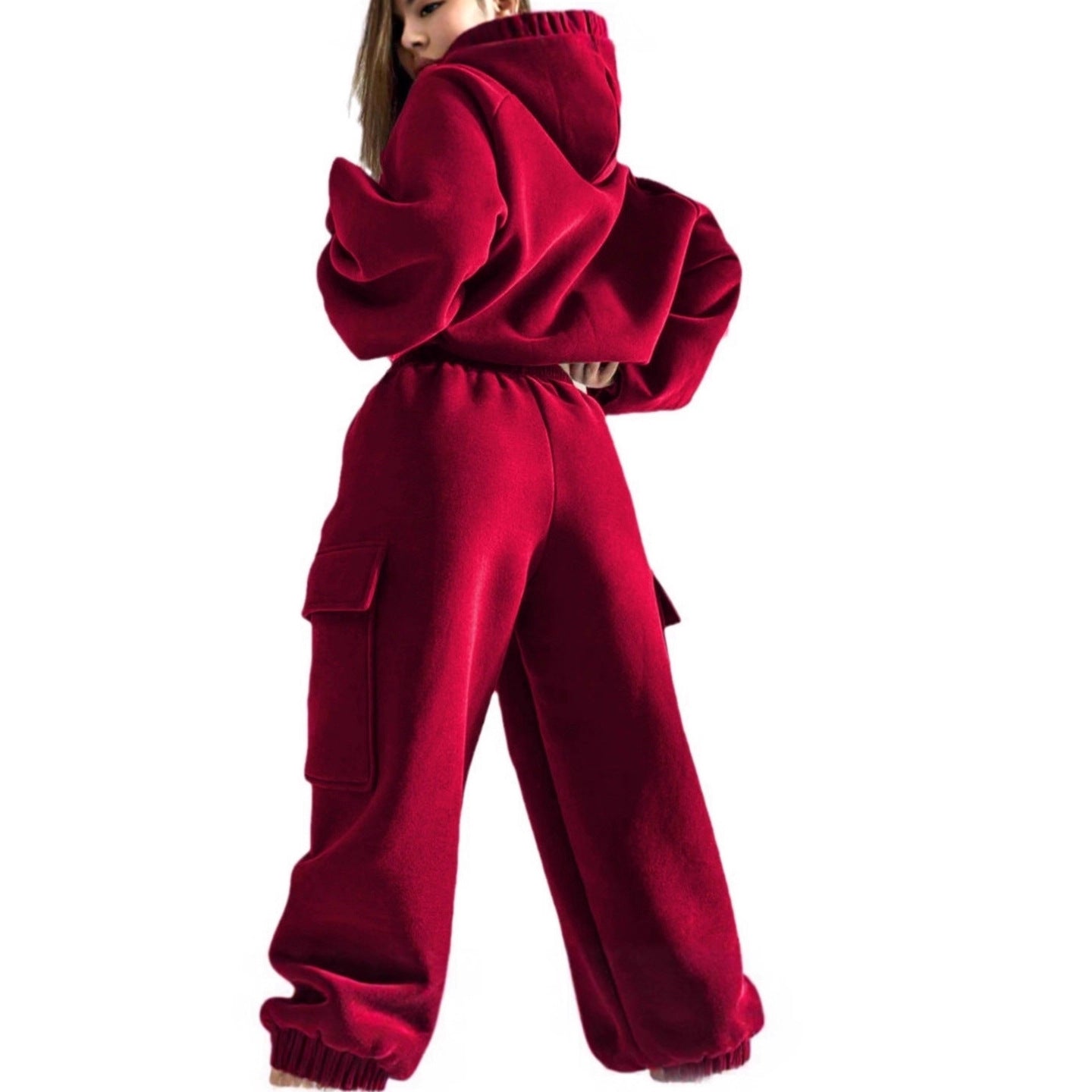 Women Sporty Hoodie Set and Chic Cargo Pants Style