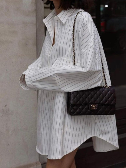 Robe chemise rayée oversize Chic und Stil pour femmes
