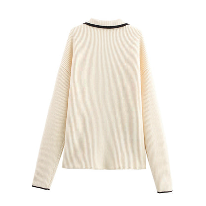 Dames cardigan avec fermeture éclair élégante et détails contrastés Chic und Stil