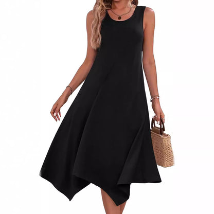 Robe chemise d'été pour femmes avec ourlet asymétrique et motif accrocheur Chic und Stil