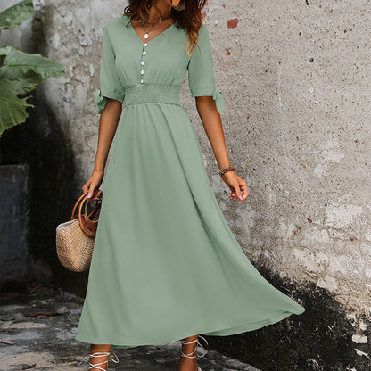 Robe maxi à boutons pour femme avec taille ajustable Chic und Stil