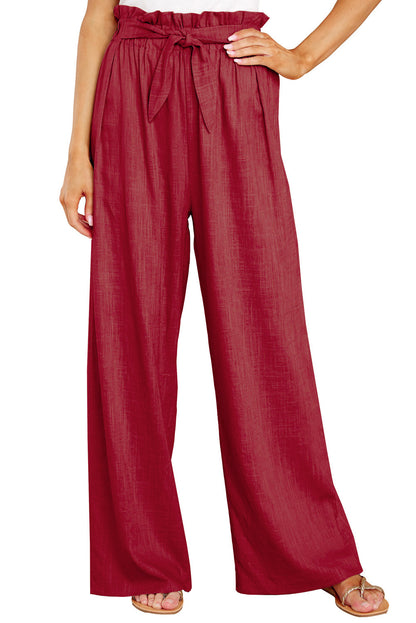 High-waisted linen pants for women with a tie belt Chic and Style