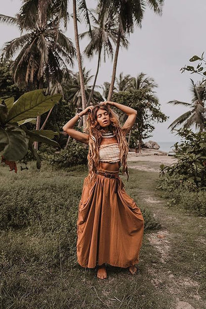 Jupe maxi décontractée pour femmes avec poches latérales pratiques et passants de ceinture Chic und Stil