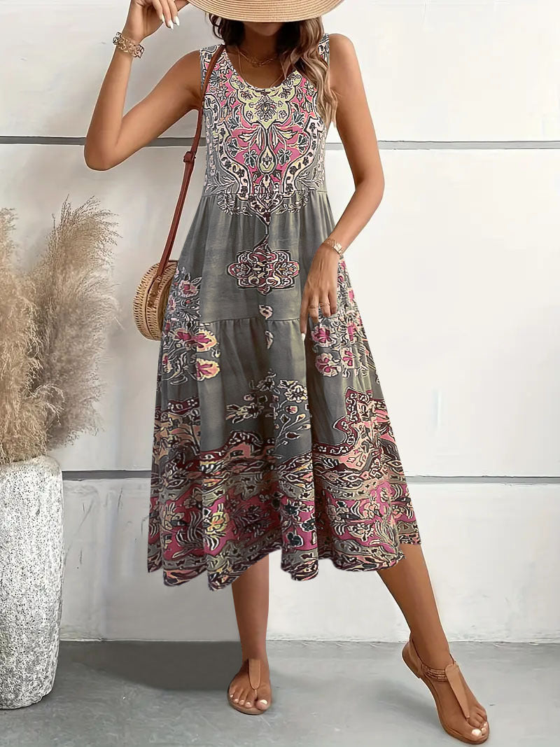 Robe maxi femme avec motif ethnique ludique et coupe fluide Chic und Stil