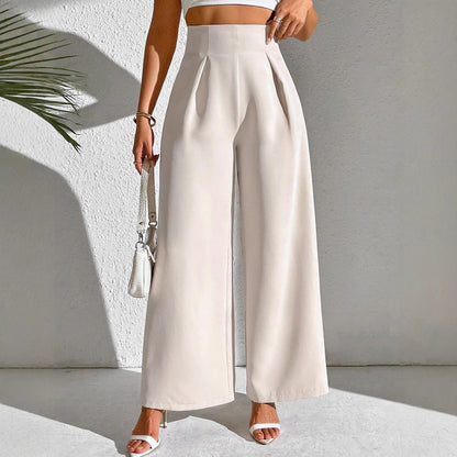 High-waisted wide-leg pants for women with decorative pleats Chic and Style
