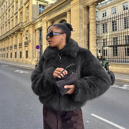 Dames Designer Veste en fausse fourrure Chic und Stil