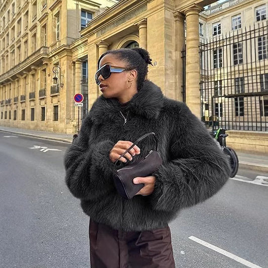 Dames Designer Veste en fausse fourrure Chic und Stil