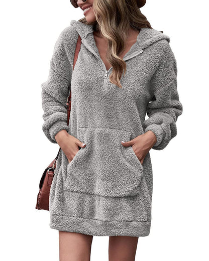 Robe hoodie douillette pour femmes avec poches pratiques et fermeture éclair mi-haute Chic und Stil