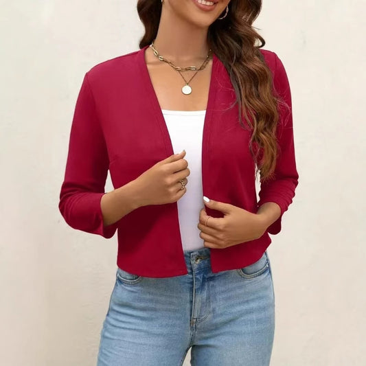 Cardigan féminin aéré avec design avant ouvert et manches ¾ Chic und Stil