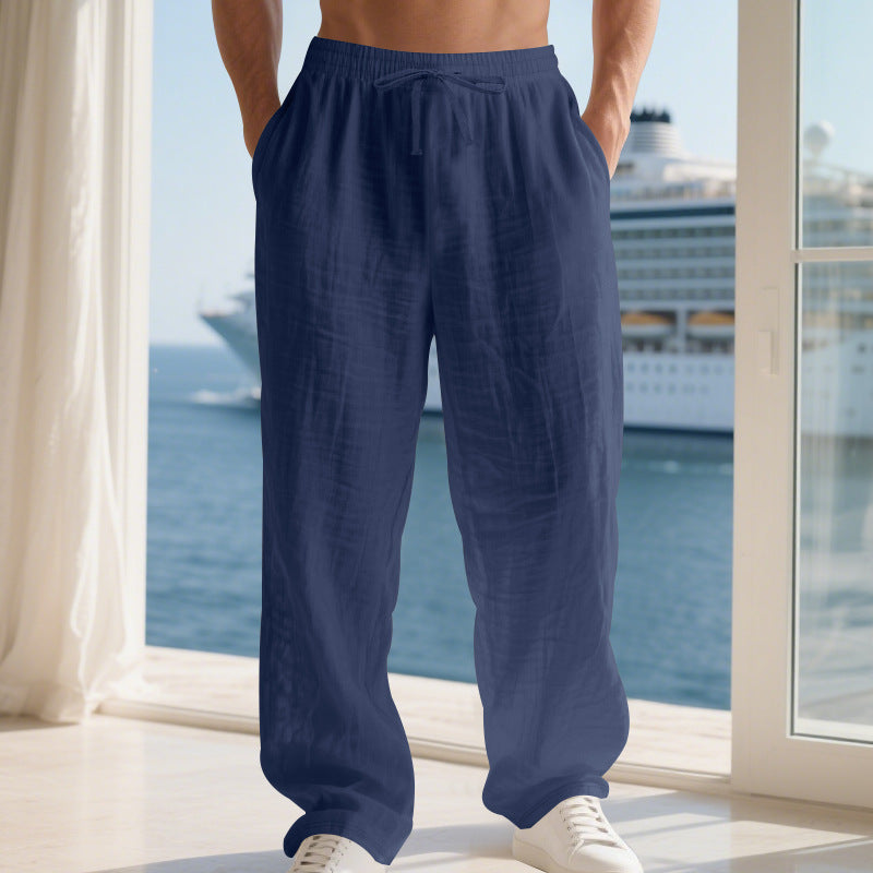 Casual long cotton pants for men with elastic waistband and practical drawstring Chic and Style