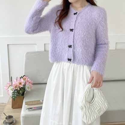 Dames pull-over en laine moelleux avec des boutons décoratifs en nœud Chic und Stil