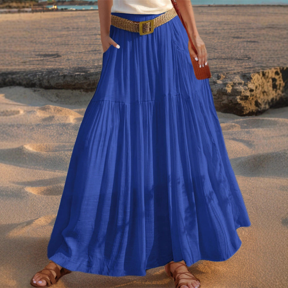 Maxi flared skirt for women with elegant pleated draping and practical pockets Chic und Stil