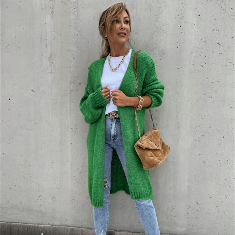 Dames Gros Tricot Cardigan avec devant ouvert et manches enroulées Chic und Stil