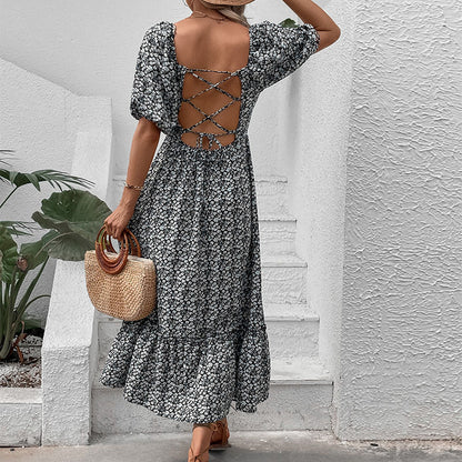 Robe maxi femme avec imprimé floral et détail dos croisé Chic und Stil