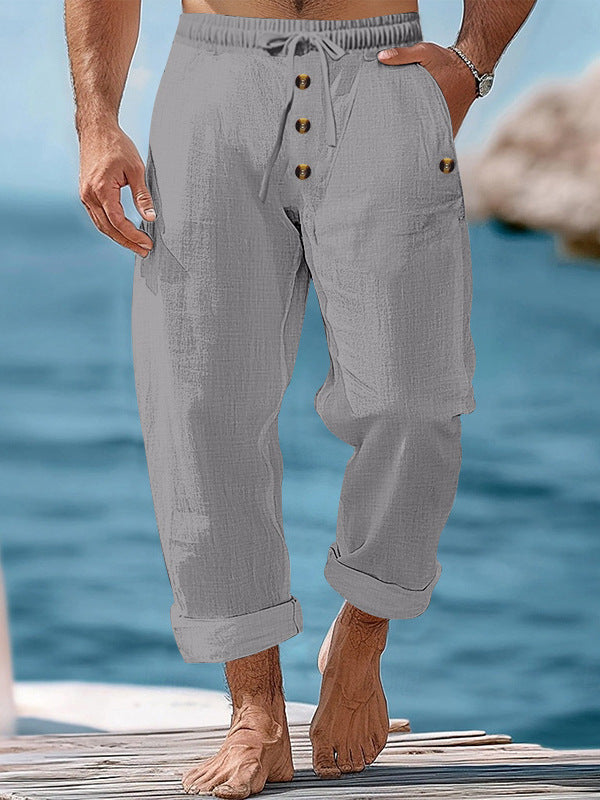 Casual linen pants for men with adjustable waistband and functional pockets Chic and Style
