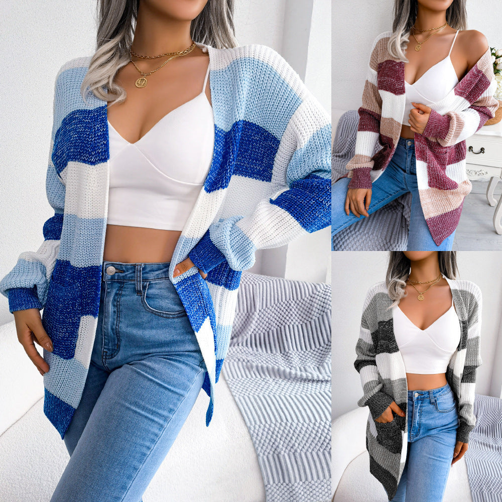 Cardigan printemps pour femmes avec motif rayé et coupe confortable Chic und Stil