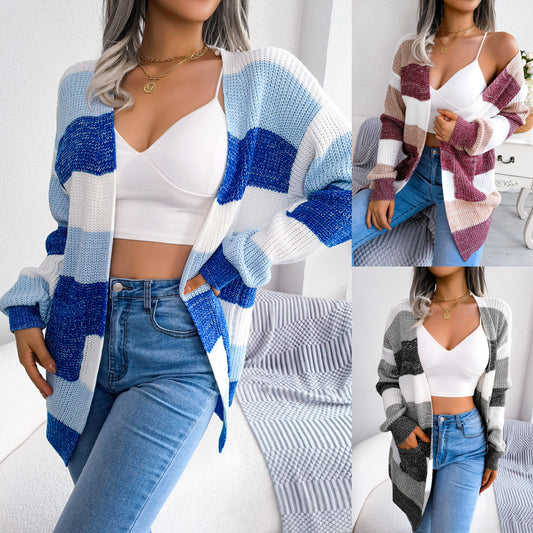 Cardigan printemps pour femmes avec motif rayé et coupe confortable Chic und Stil