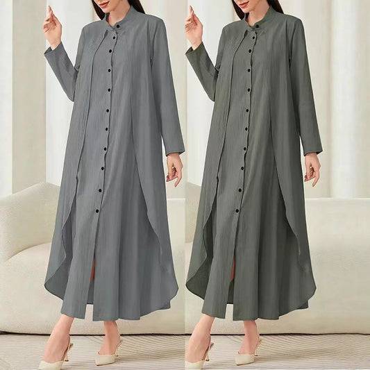 Robe midi pour femmes avec coupe fluide et patte de boutonnage Chic und Stil