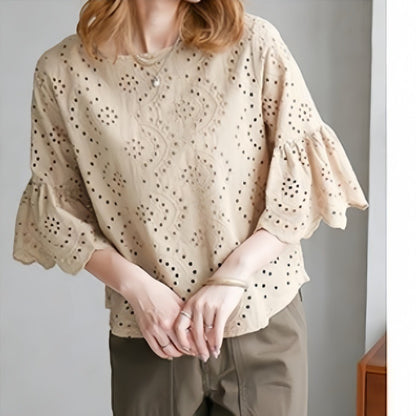 Blouse brodée à trou pour les femmes Chic und Stil