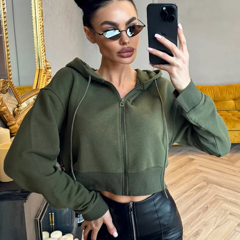 Dames hoodie court à la mode Chic und Stil