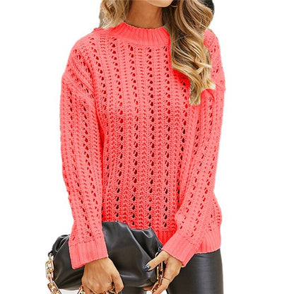 Pull en tricot aérien pour femmes avec motif ajouré et col montant moderne Chic und Stil