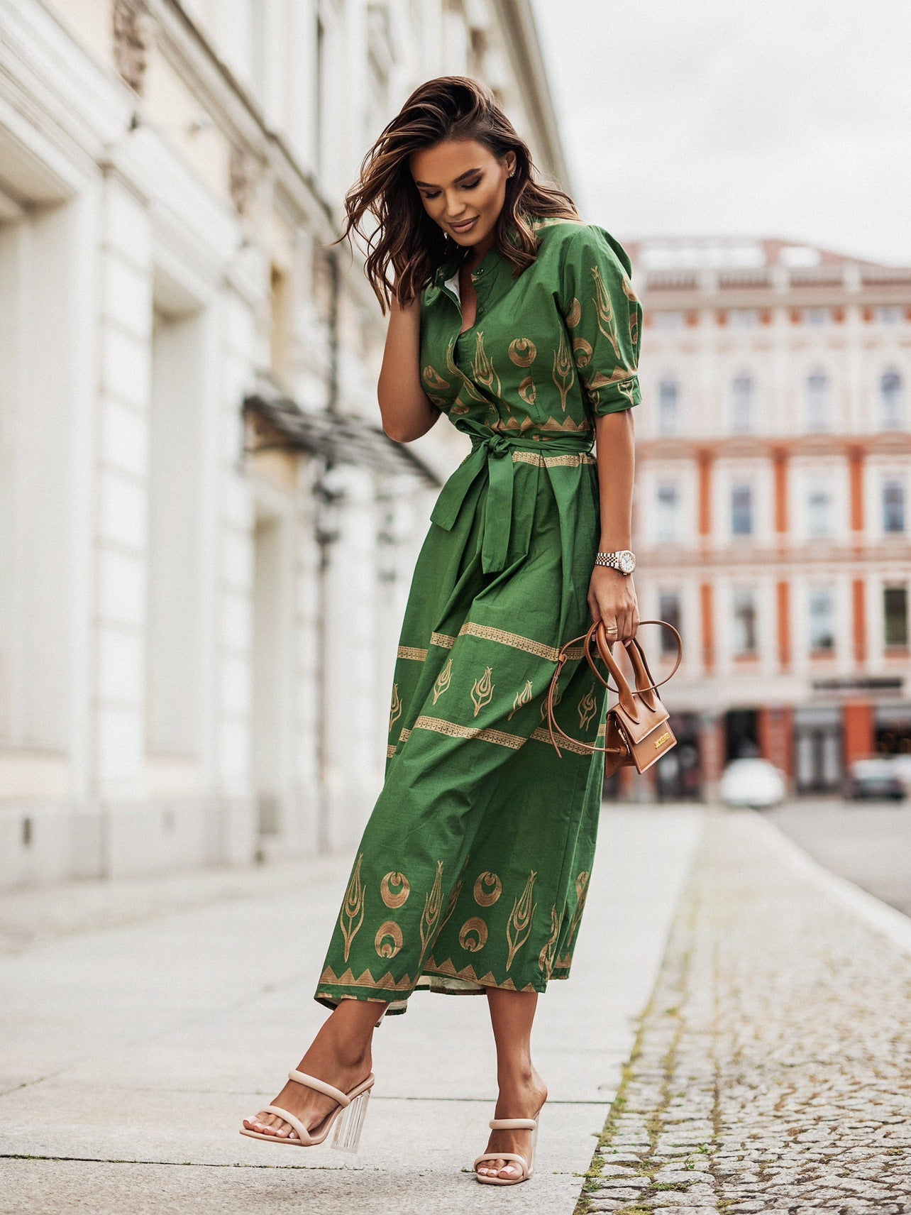Femme Élégante Robe Chemise Imprimée Chic und Stil