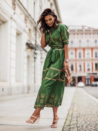 Femme Élégante Robe Chemise Imprimée Chic und Stil