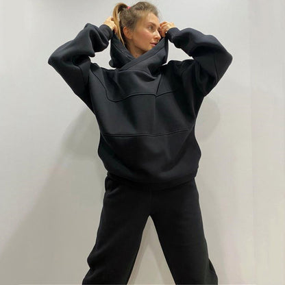 Casual women's sweatpants set with oversized hooded sweatshirt Chic and Style