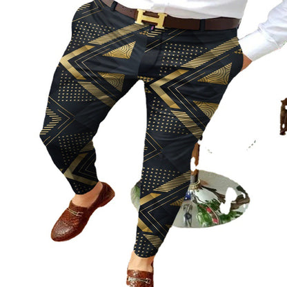 Pantalon slim fit à imprimé géométrique stylé pour hommes Chic und Stil