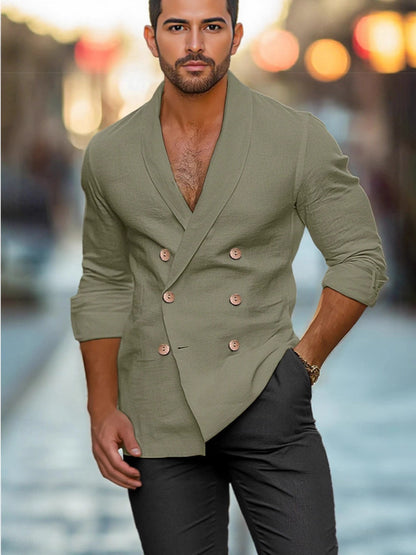 Blazer en lin élégant pour hommes avec coupe moderne et double boutonnage Chic und Stil