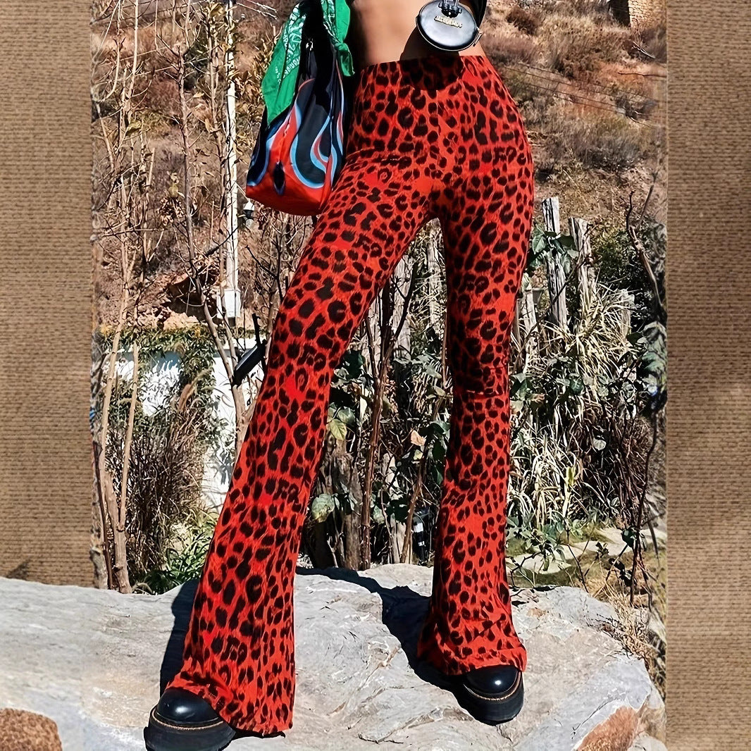 Chic and Style leopard print casual flared pants