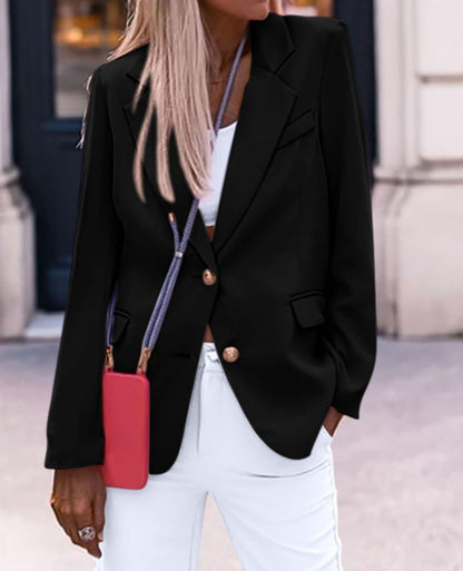 Dames Blazer élégant à boutonnage simple avec boutons dorés et coupe cintrée Chic und Stil